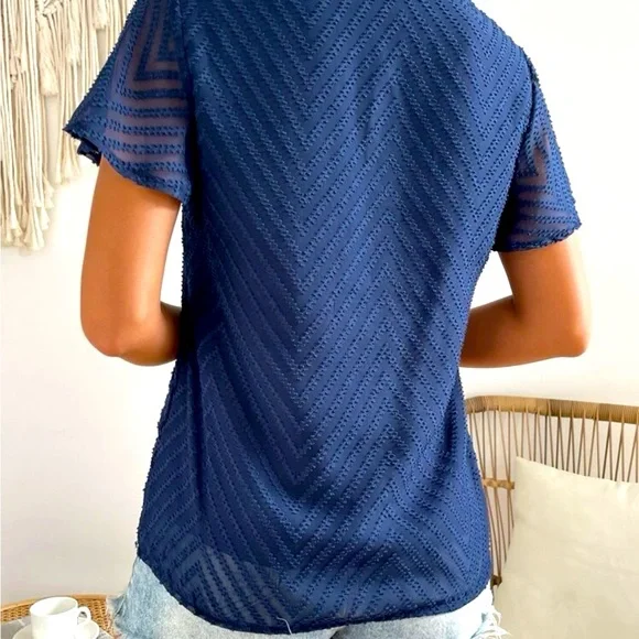 SHEIN Frenchy Solid Butterfly Sleeve V Neck Blouse - Picture 3 of 8